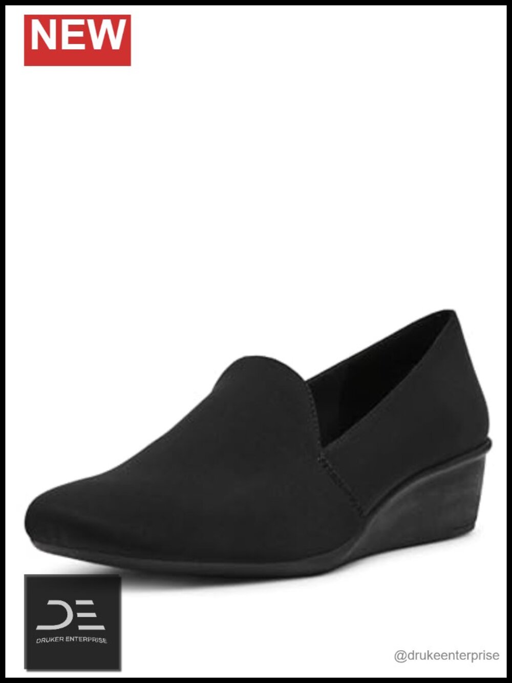 Anne Klein Wendell Wedge Pump, Closed Toe Slip-On PU Leather Office Heel